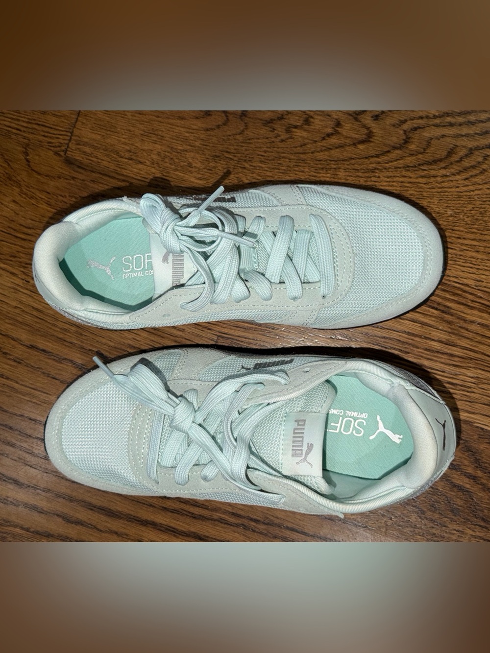 Women's Puma Mint Green Lace-Up Sneakers size 5.5 NEW